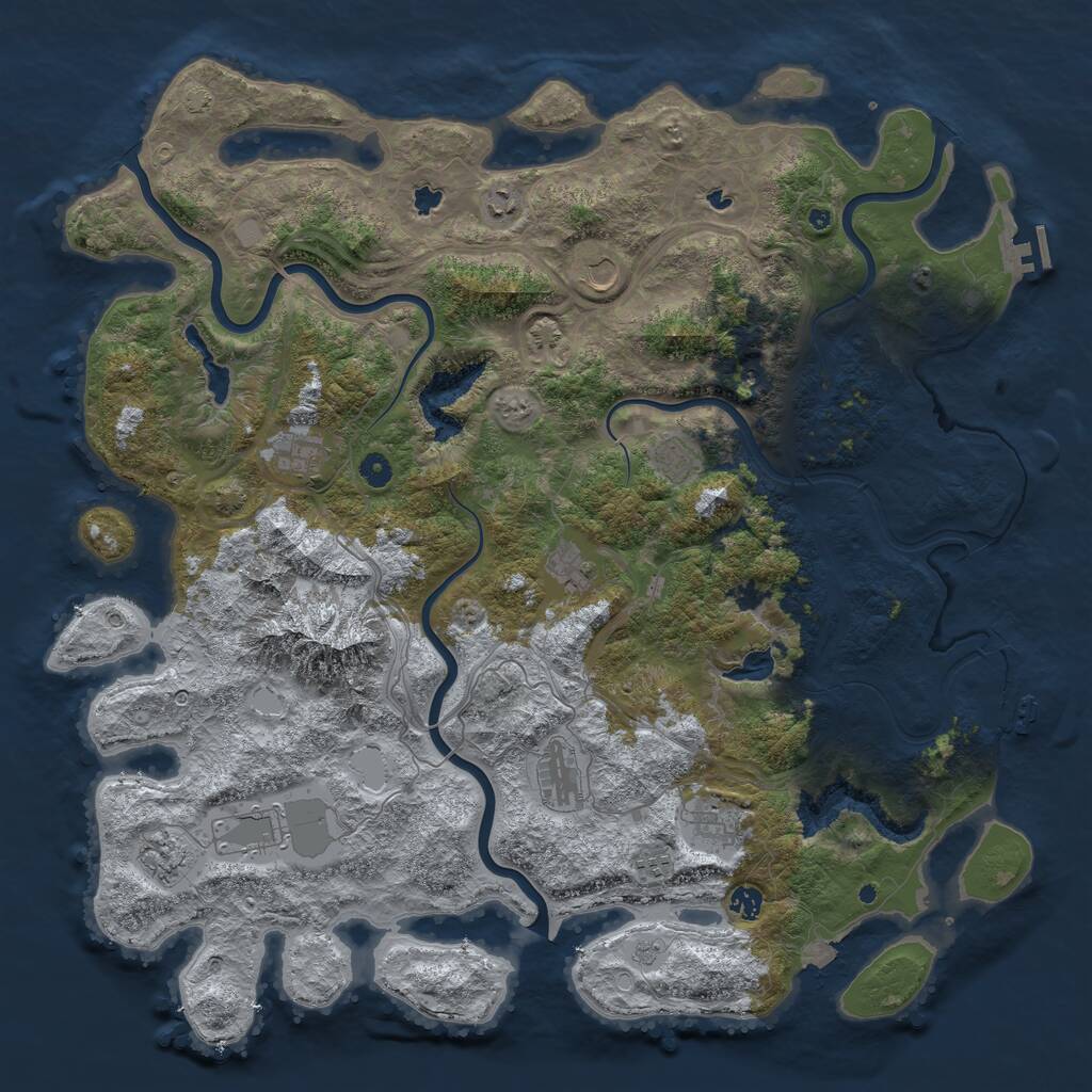 Rust Map: Procedural Map, Size: 5000, Seed: 1028010, 17 Monuments