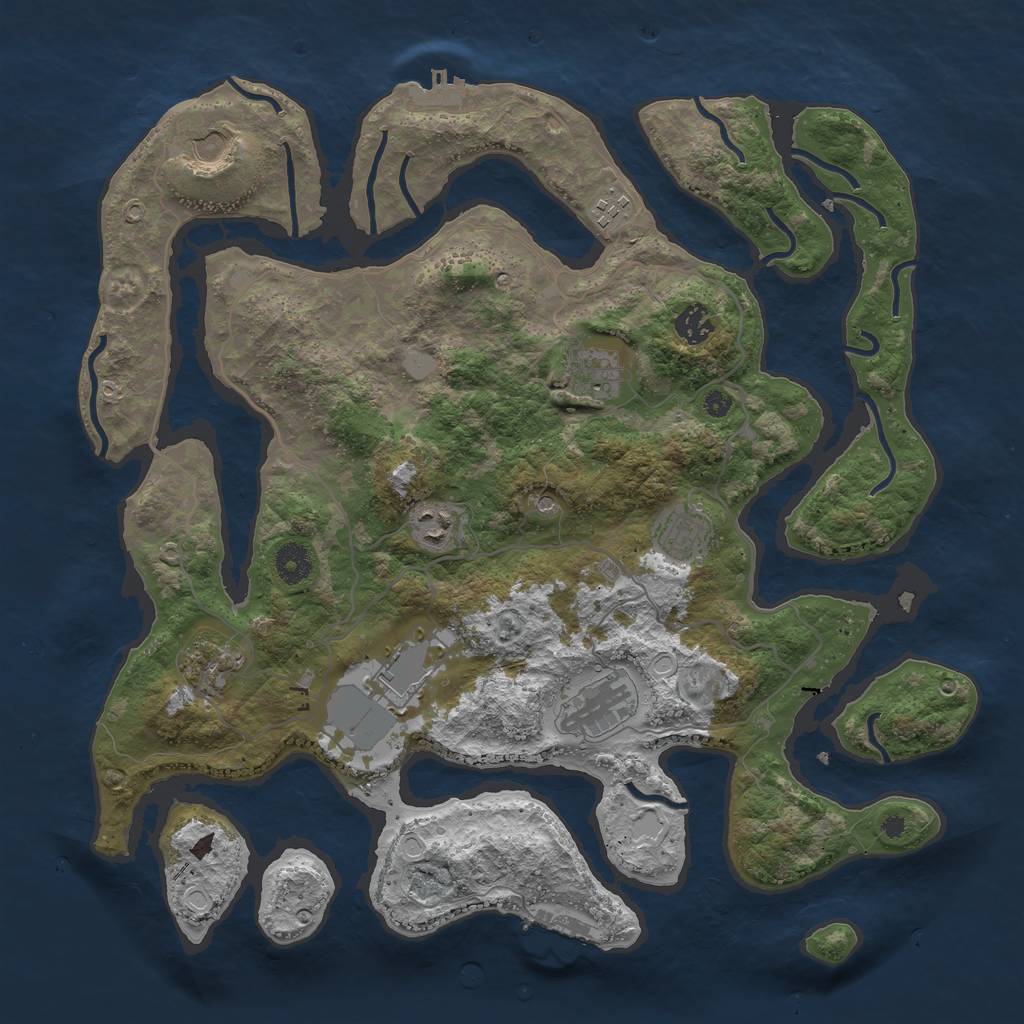 Rust Map: Procedural Map, Size: 4000, Seed: 234843, 17 Monuments