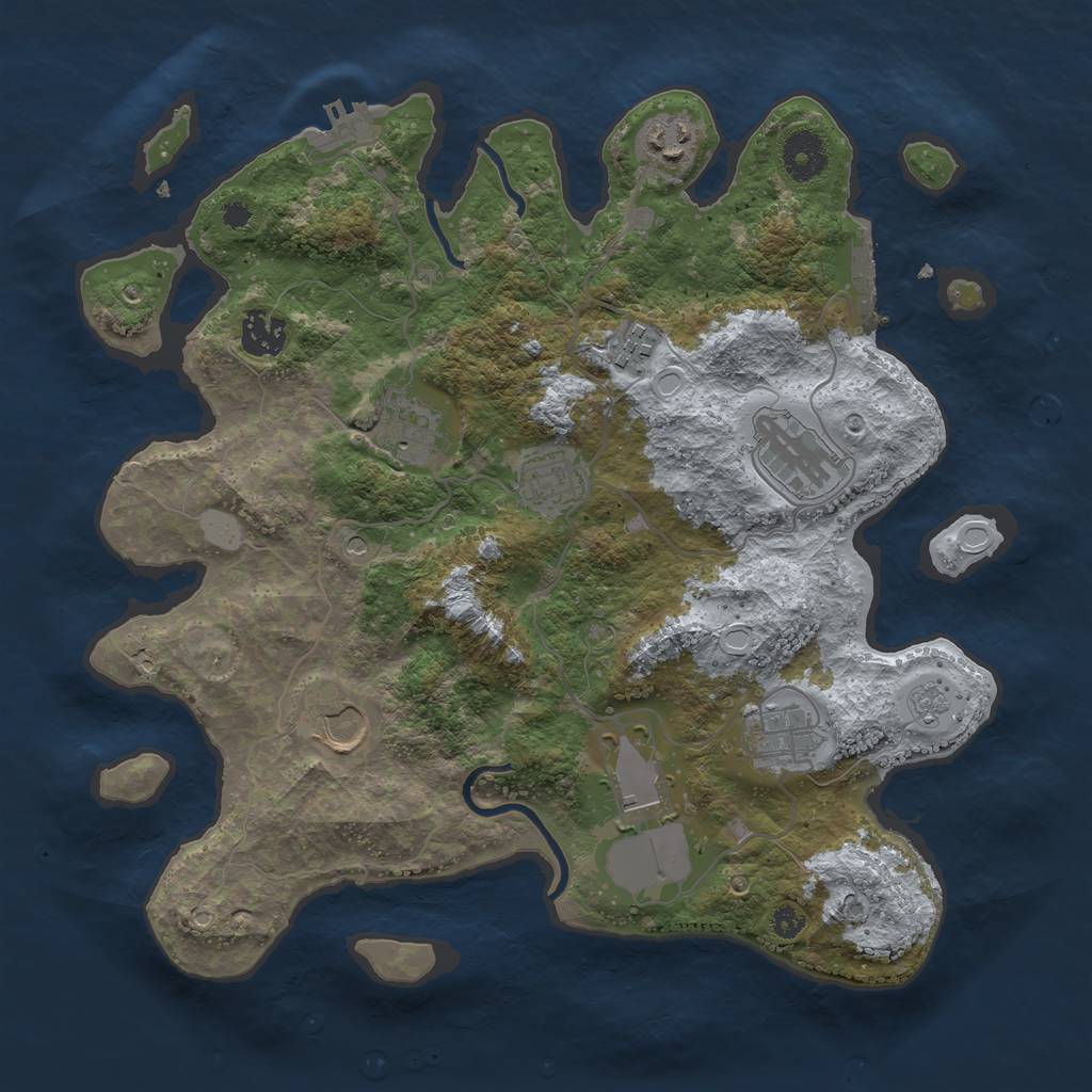 Rust Map: Procedural Map, Size: 3500, Seed: 2020910545, 16 Monuments