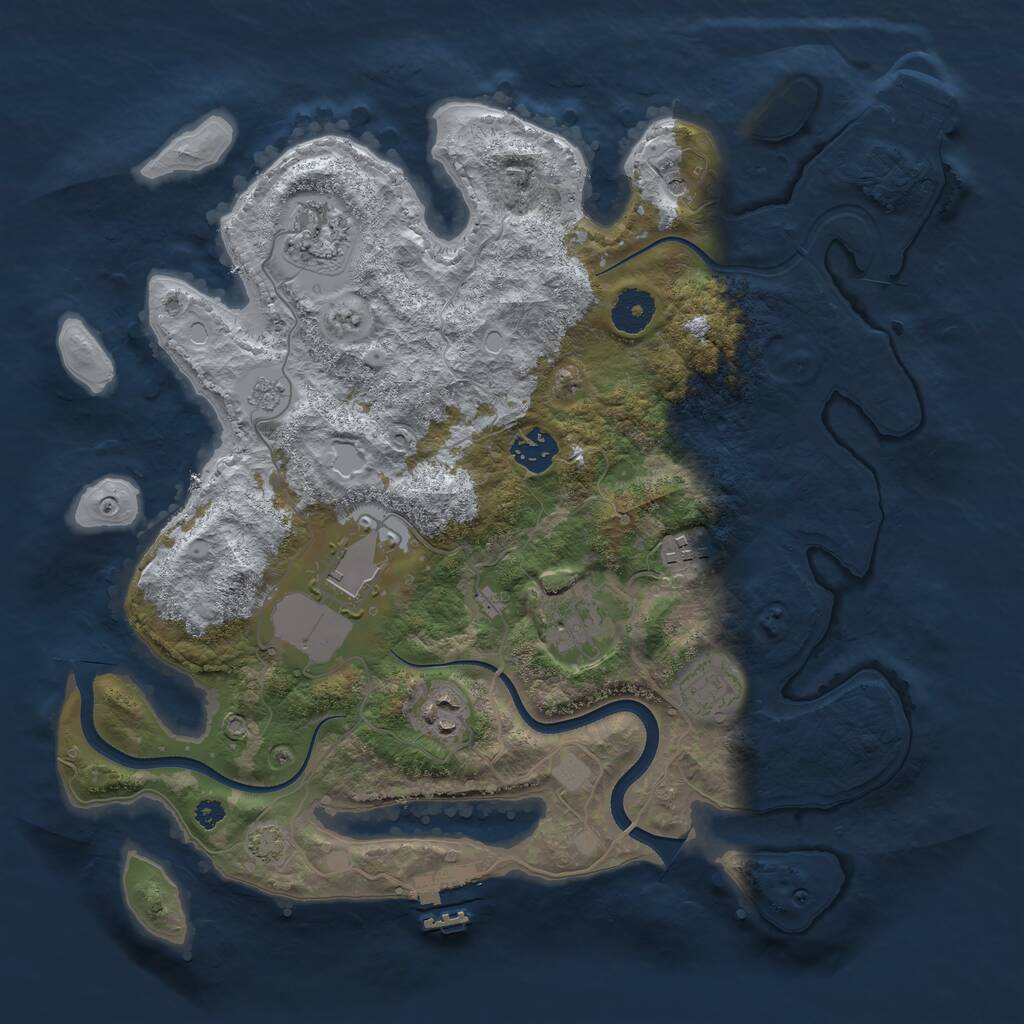 Rust Map: Procedural Map, Size: 3550, Seed: 597059, 13 Monuments