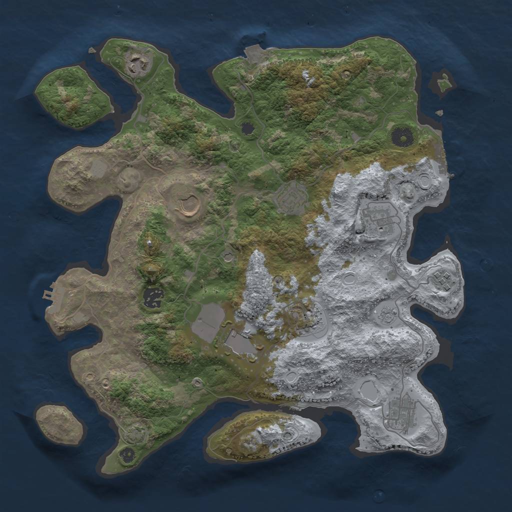 Rust Map: Procedural Map, Size: 3600, Seed: 1414, 17 Monuments