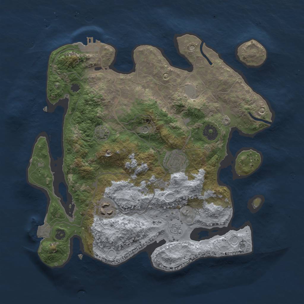 Rust Map: Procedural Map, Size: 3000, Seed: 1830486630, 9 Monuments