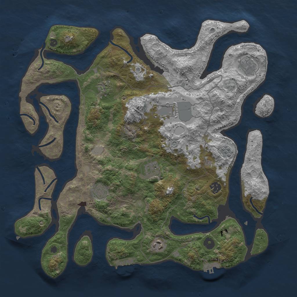Rust Map: Procedural Map, Size: 4000, Seed: 254789, 16 Monuments