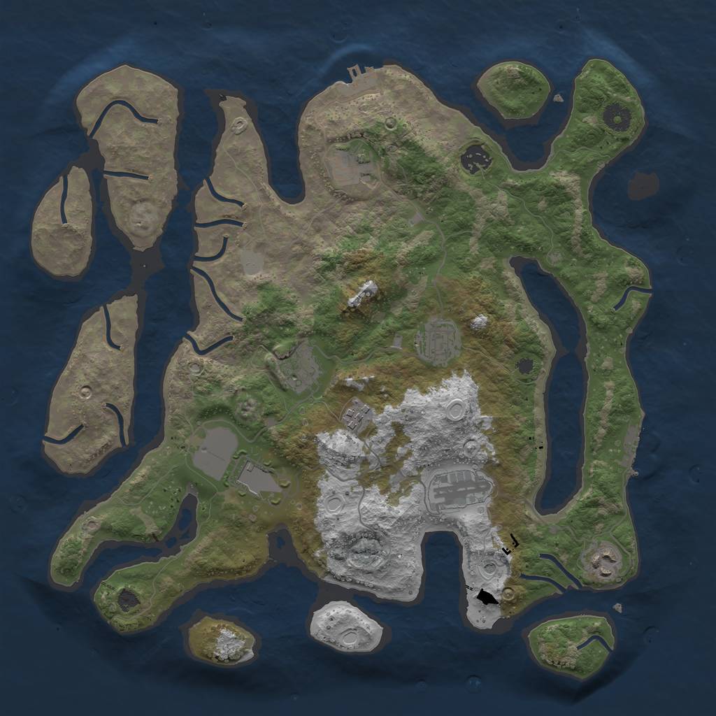 Rust Map: Procedural Map, Size: 3800, Seed: 215745413, 16 Monuments