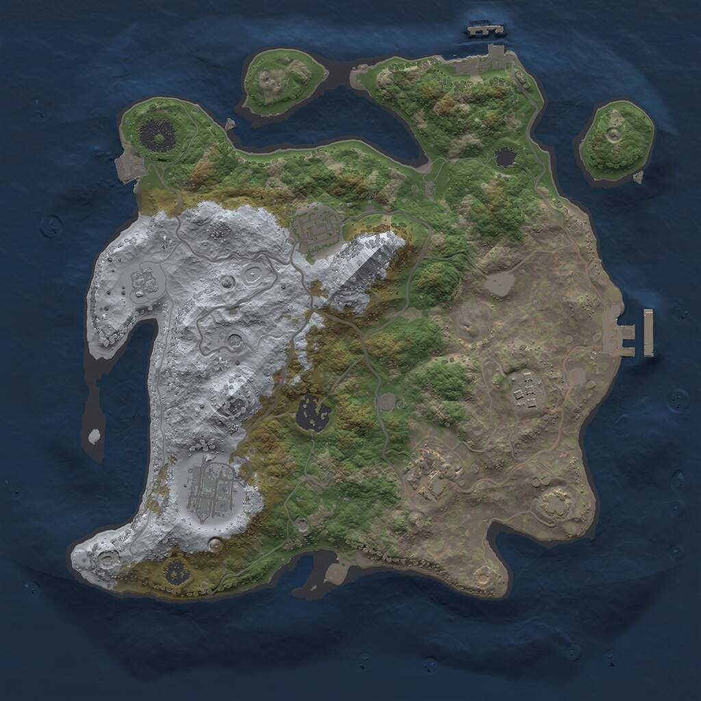 Rust Map: Procedural Map, Size: 3000, Seed: 734362, 11 Monuments