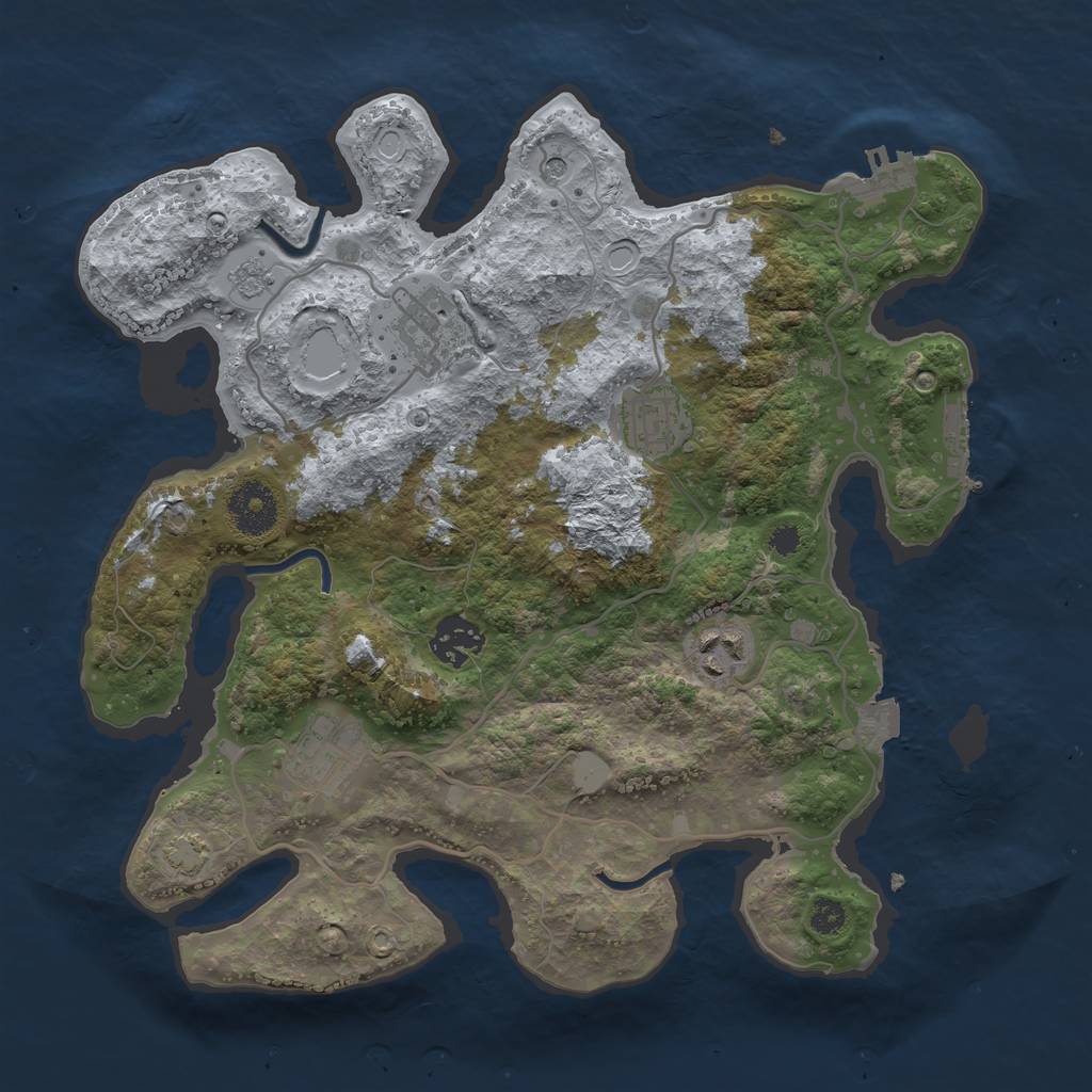 Rust Map: Procedural Map, Size: 3200, Seed: 42042891, 13 Monuments