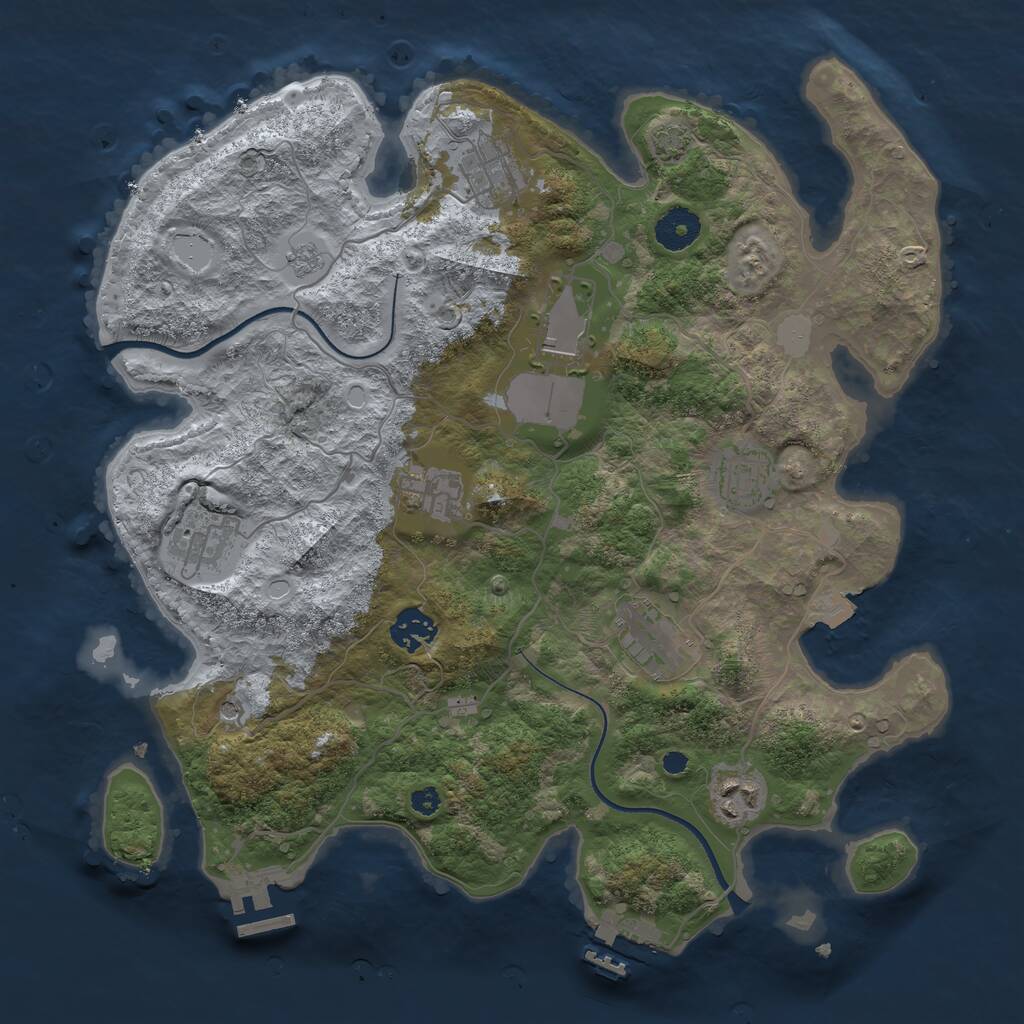 Rust Map: Procedural Map, Size: 3550, Seed: 630852, 14 Monuments