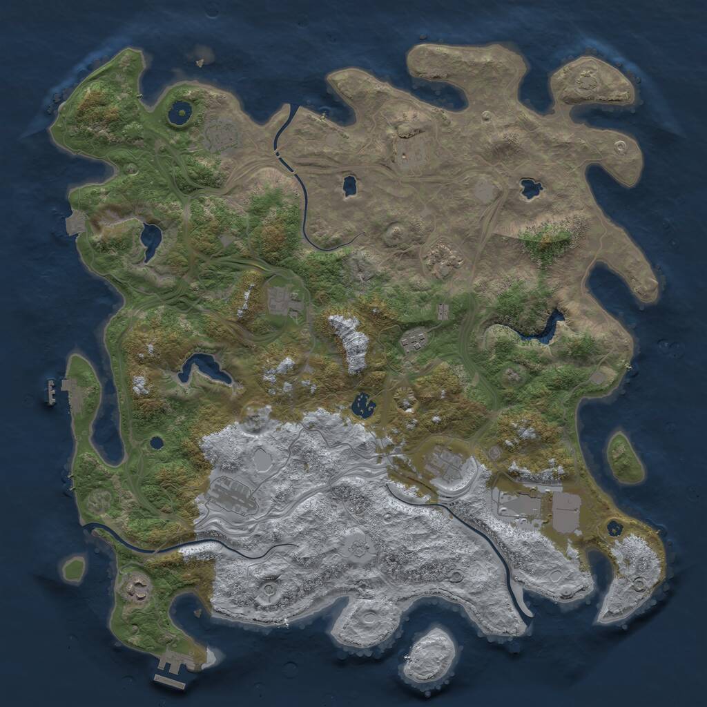 Rust Map: Procedural Map, Size: 4500, Seed: 100003, 16 Monuments