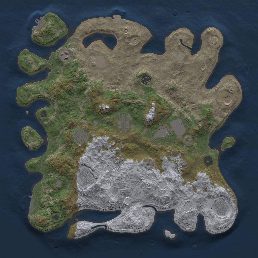 Rust Map: Procedural Map, Size: 4000, Seed: 54612, 19 Monuments