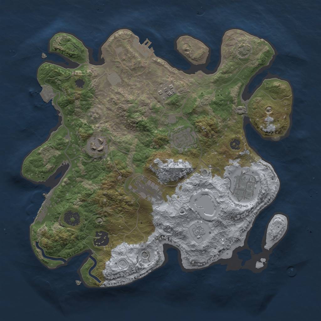 Rust Map: Procedural Map, Size: 3000, Seed: 1422193362, 14 Monuments