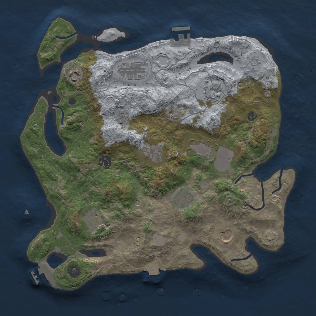 Rust Map: Procedural Map, Size: 3500, Seed: 354654, 16 Monuments
