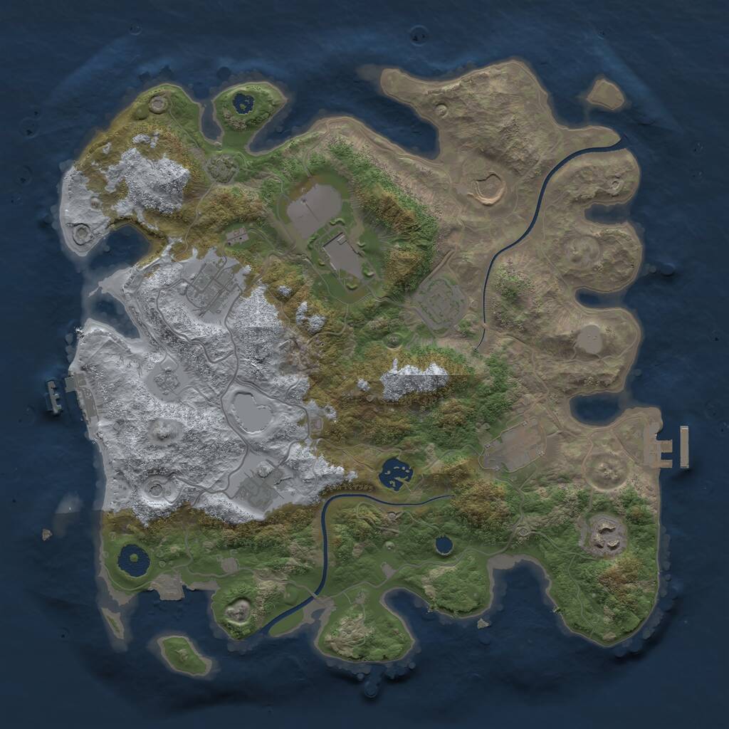 Rust Map: Procedural Map, Size: 3500, Seed: 1122506739, 14 Monuments
