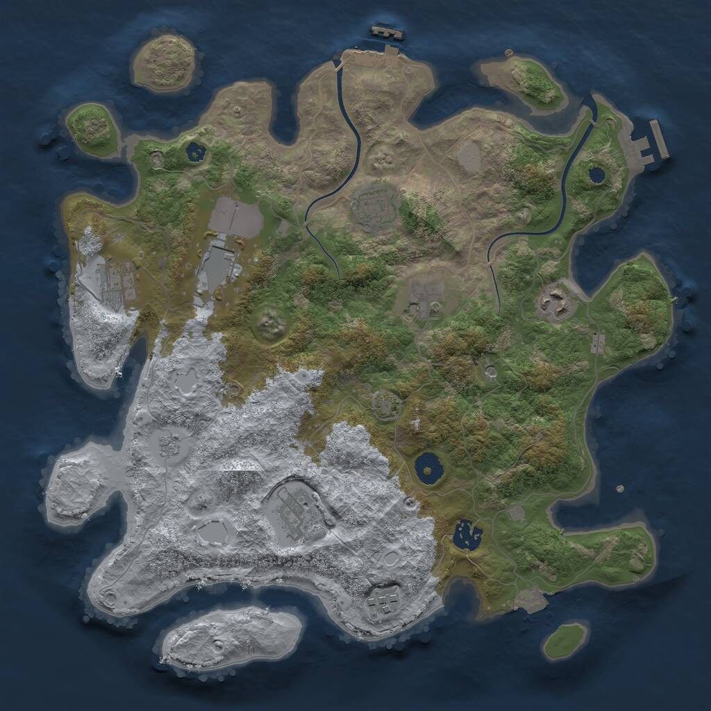Rust Map: Procedural Map, Size: 3600, Seed: 121130507, 14 Monuments