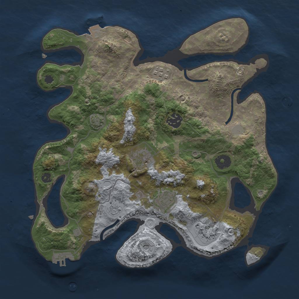 Rust Map: Procedural Map, Size: 3000, Seed: 1872553724, 12 Monuments