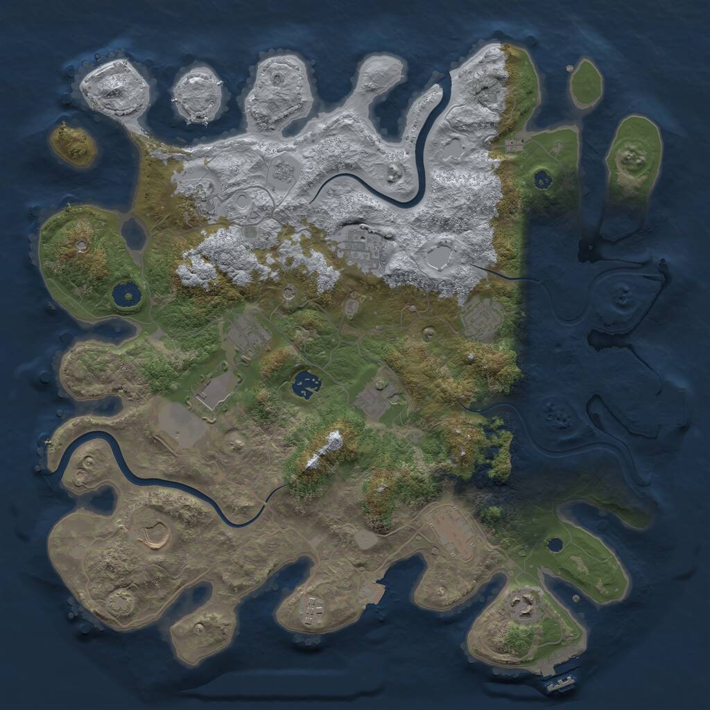 Rust Map: Procedural Map, Size: 3950, Seed: 201135580, 17 Monuments