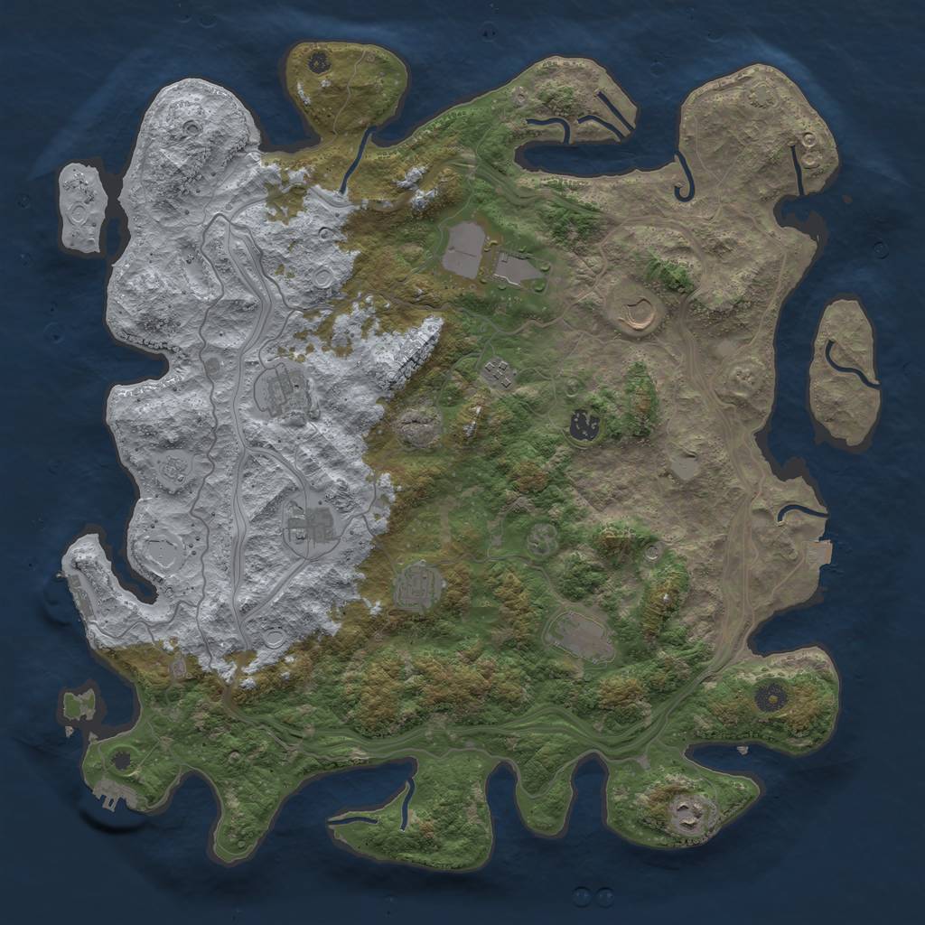 Rust Map: Procedural Map, Size: 4500, Seed: 100002, 17 Monuments