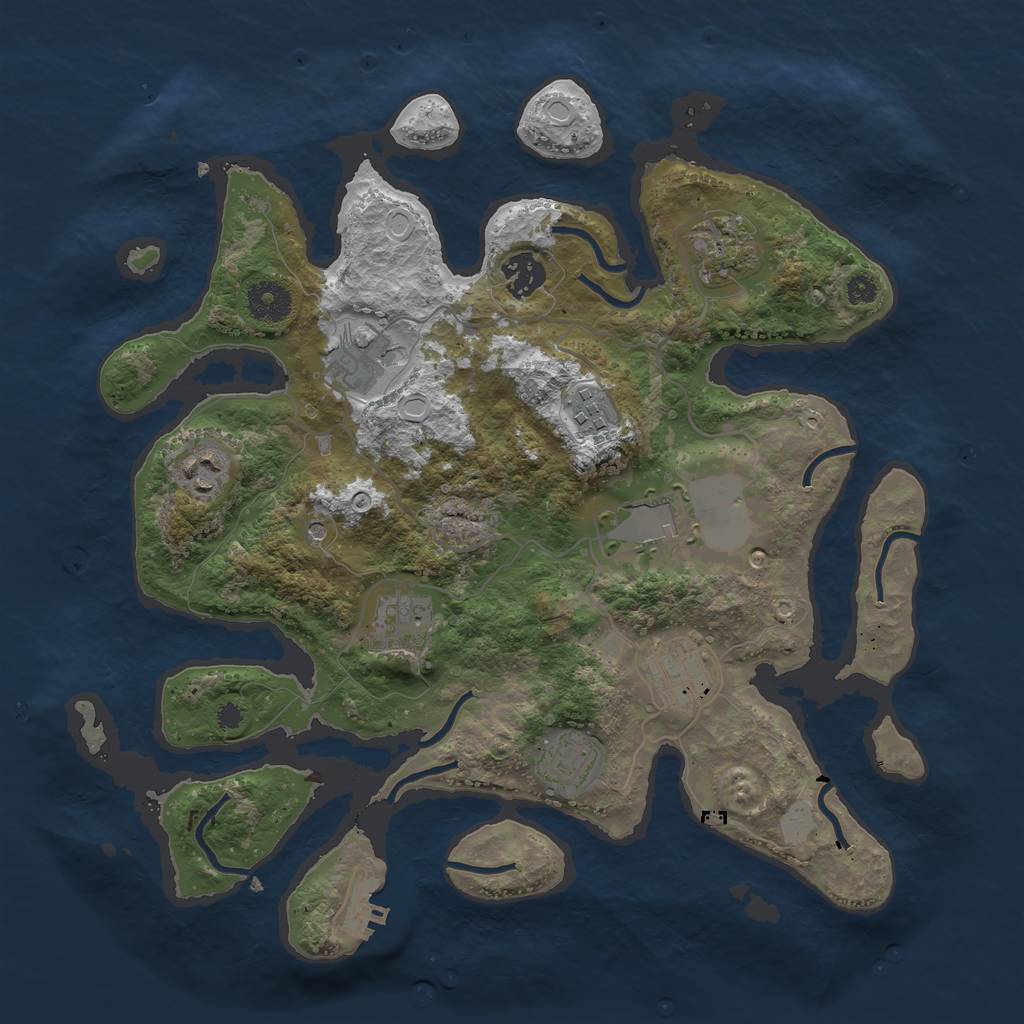 Rust Map: Procedural Map, Size: 3550, Seed: 912963, 16 Monuments