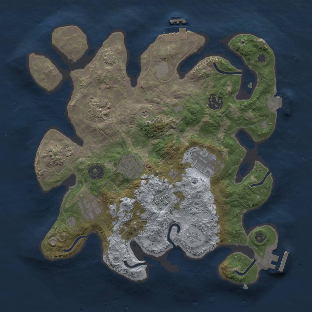 Rust Map: Procedural Map, Size: 3000, Seed: 1956224252, 12 Monuments