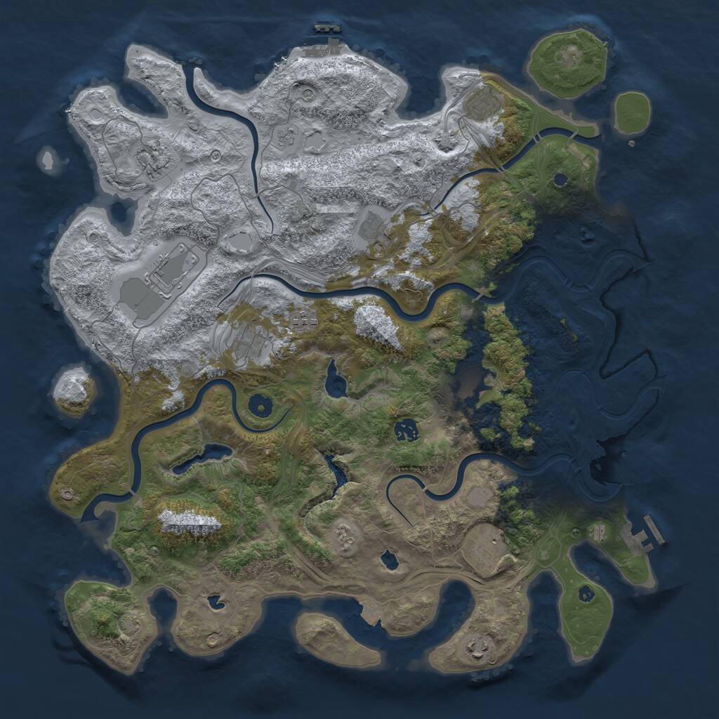 Rust Map: Procedural Map, Size: 4500, Seed: 100005, 16 Monuments