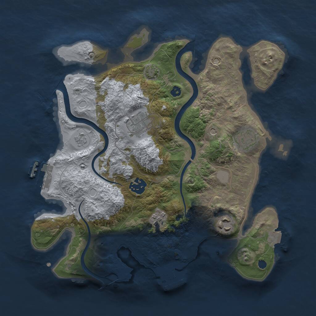 Rust Map: Procedural Map, Size: 3000, Seed: 488933, 11 Monuments