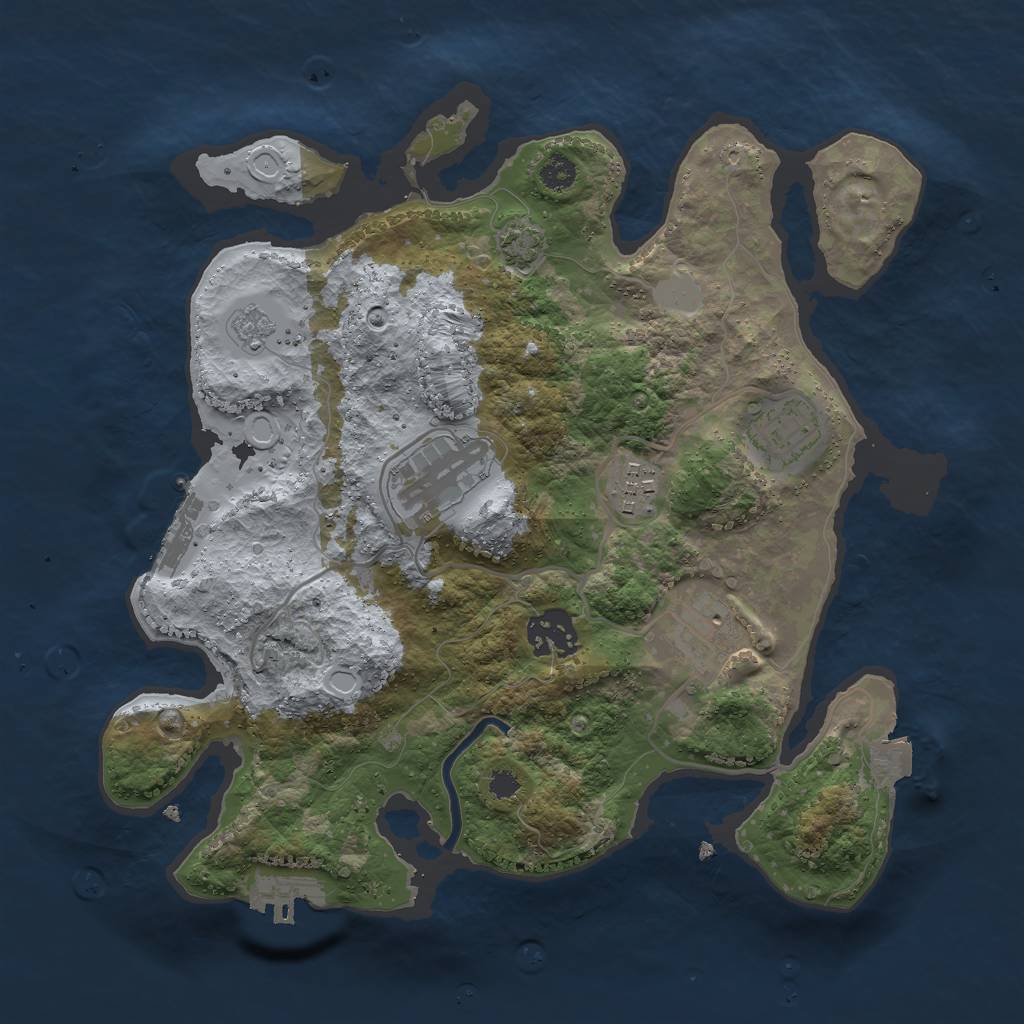 Rust Map: Procedural Map, Size: 3000, Seed: 488933, 12 Monuments