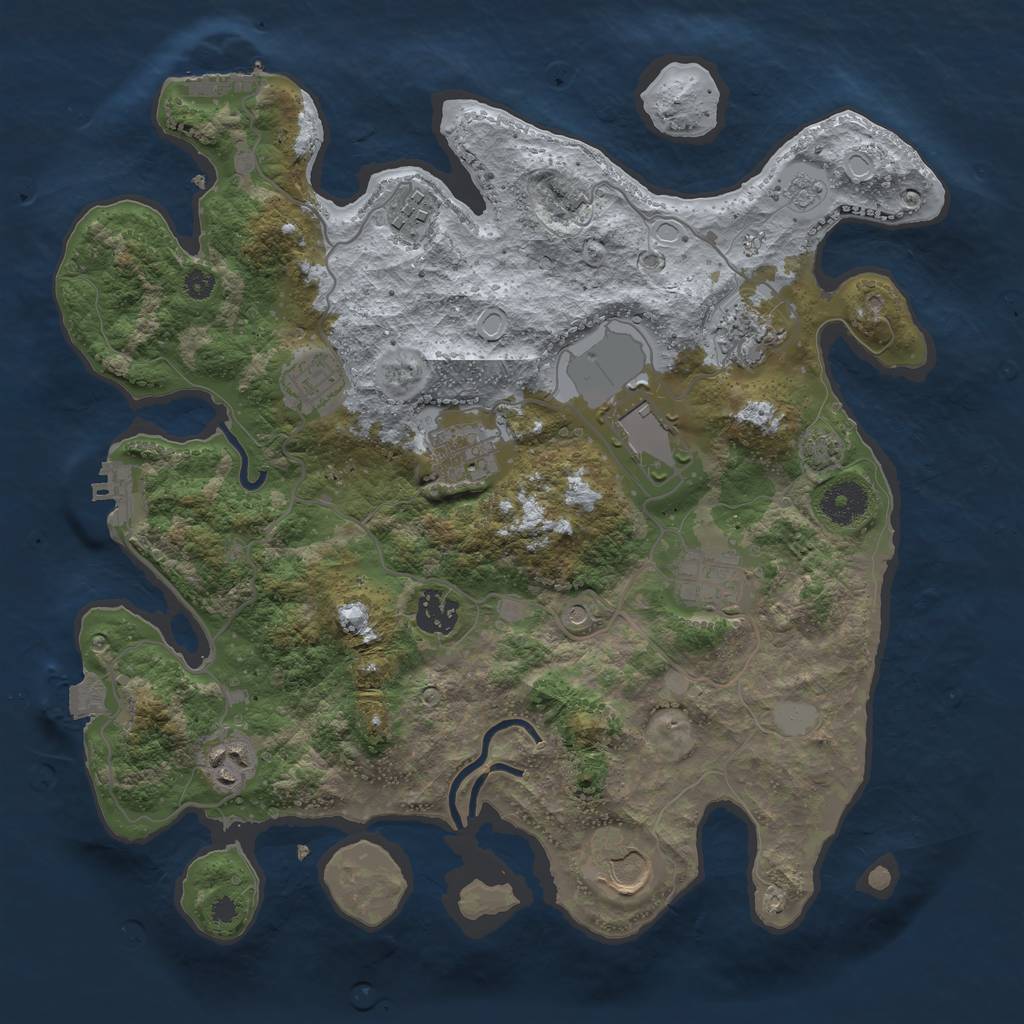 Rust Map: Procedural Map, Size: 3500, Seed: 808303962, 17 Monuments