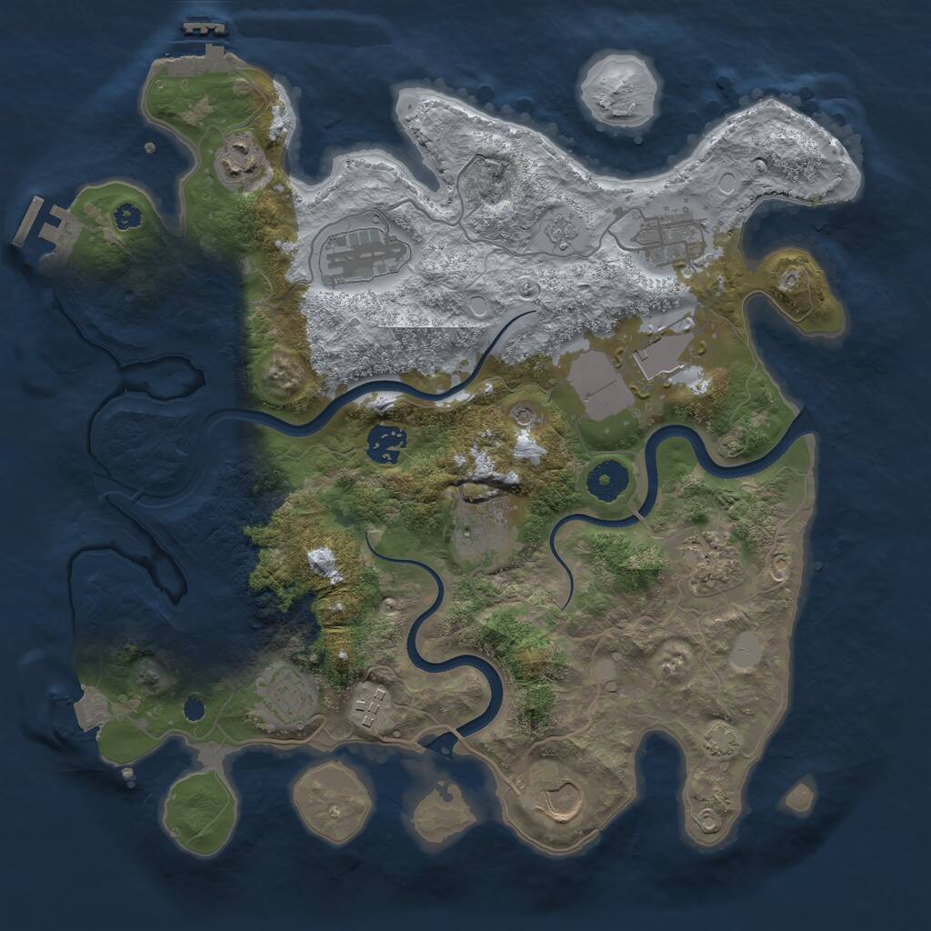 Rust Map: Procedural Map, Size: 3500, Seed: 808303962, 16 Monuments