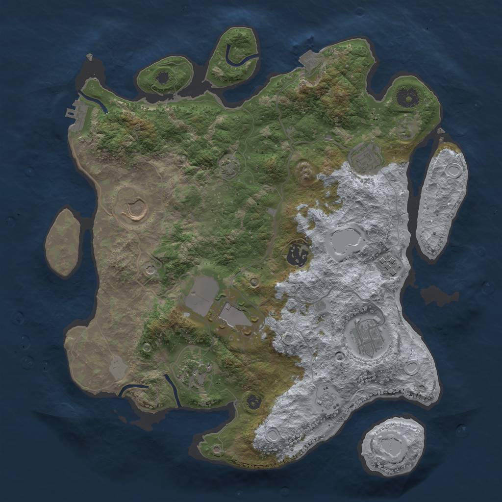 Rust Map: Procedural Map, Size: 3500, Seed: 2083891093, 14 Monuments