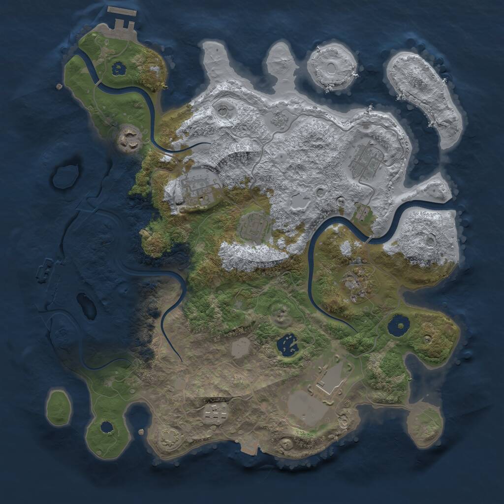 Rust Map: Procedural Map, Size: 3500, Seed: 1224058157, 14 Monuments