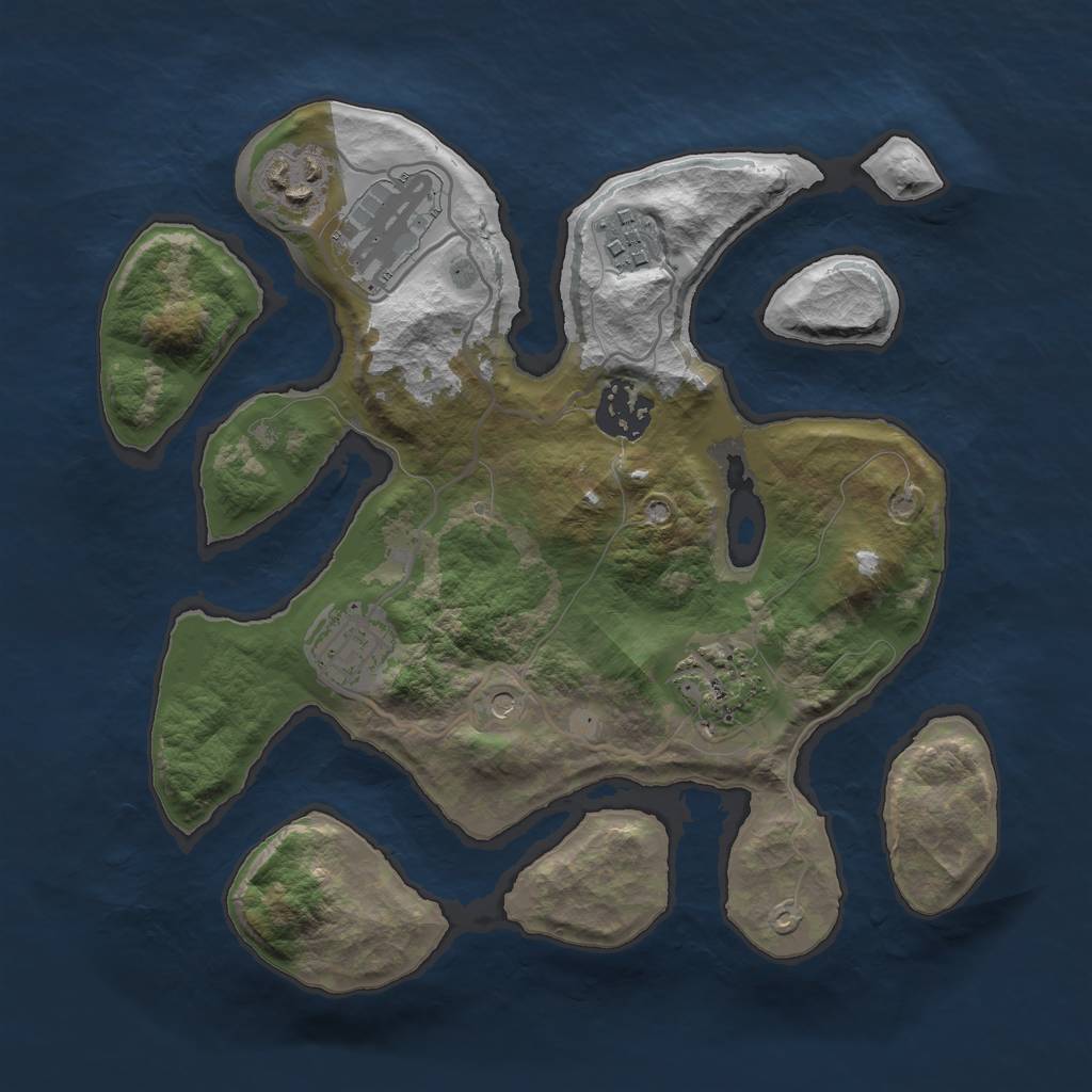 Rust Map: Barren, Size: 2800, Seed: 2147483645, 9 Monuments