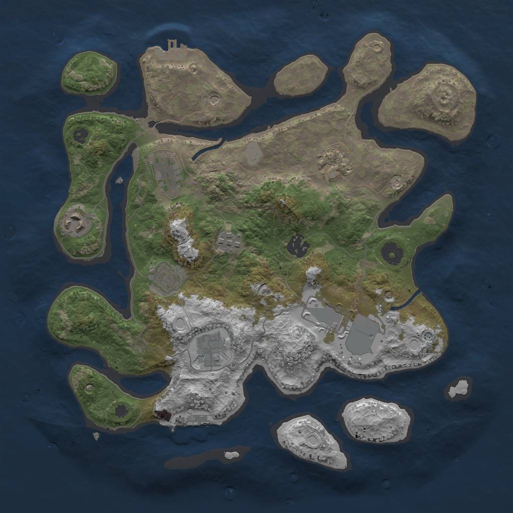 Rust Map: Procedural Map, Size: 3500, Seed: 20972387, 16 Monuments