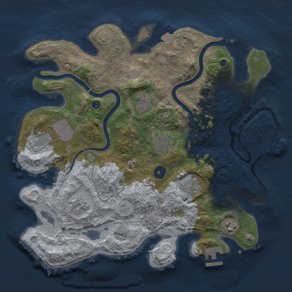 Rust Map: Procedural Map, Size: 3500, Seed: 8385962, 13 Monuments