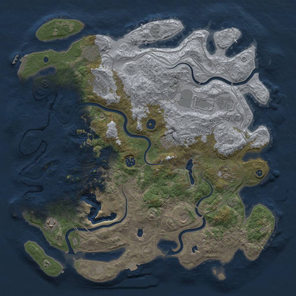 Rust Map: Procedural Map, Size: 4500, Seed: 100011, 16 Monuments