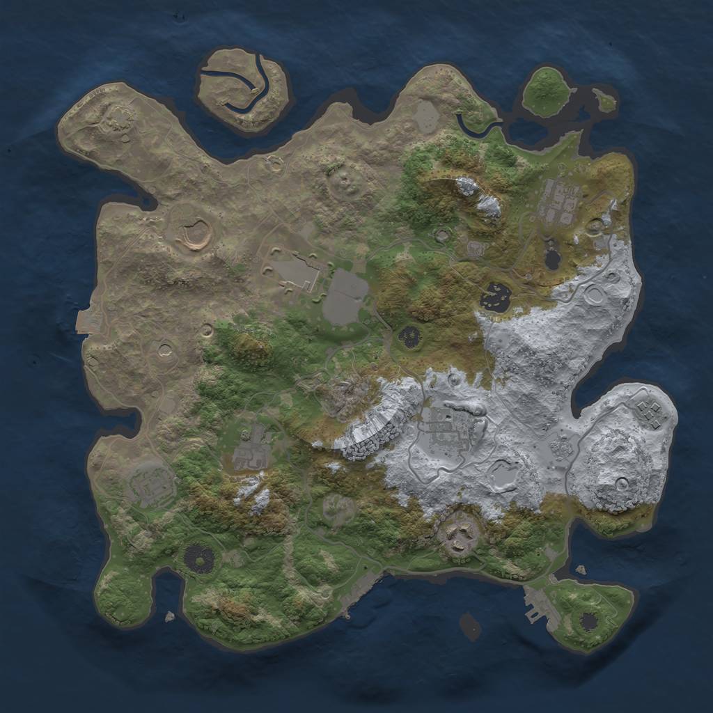 Rust Map: Procedural Map, Size: 3500, Seed: 4509685, 17 Monuments