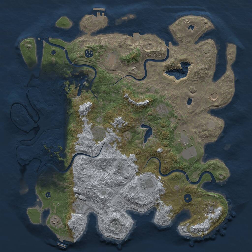 Rust Map: Procedural Map, Size: 4500, Seed: 100007, 17 Monuments