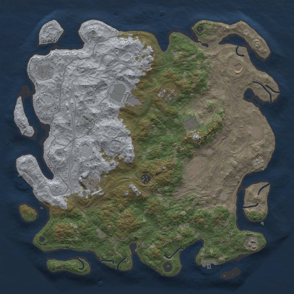 Rust Map: Procedural Map, Size: 4500, Seed: 100006, 18 Monuments