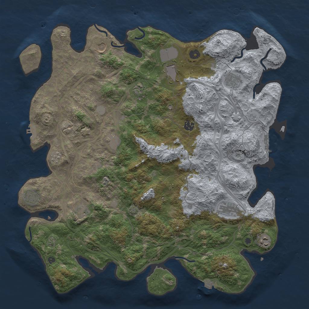 Rust Map: Procedural Map, Size: 4500, Seed: 100010, 19 Monuments