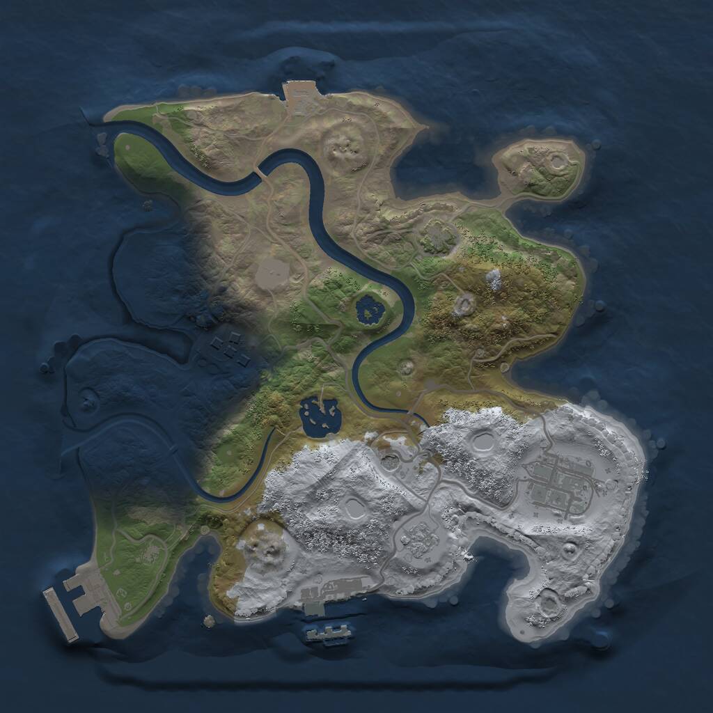 Rust Map: Procedural Map, Size: 2500, Seed: 696960, 9 Monuments