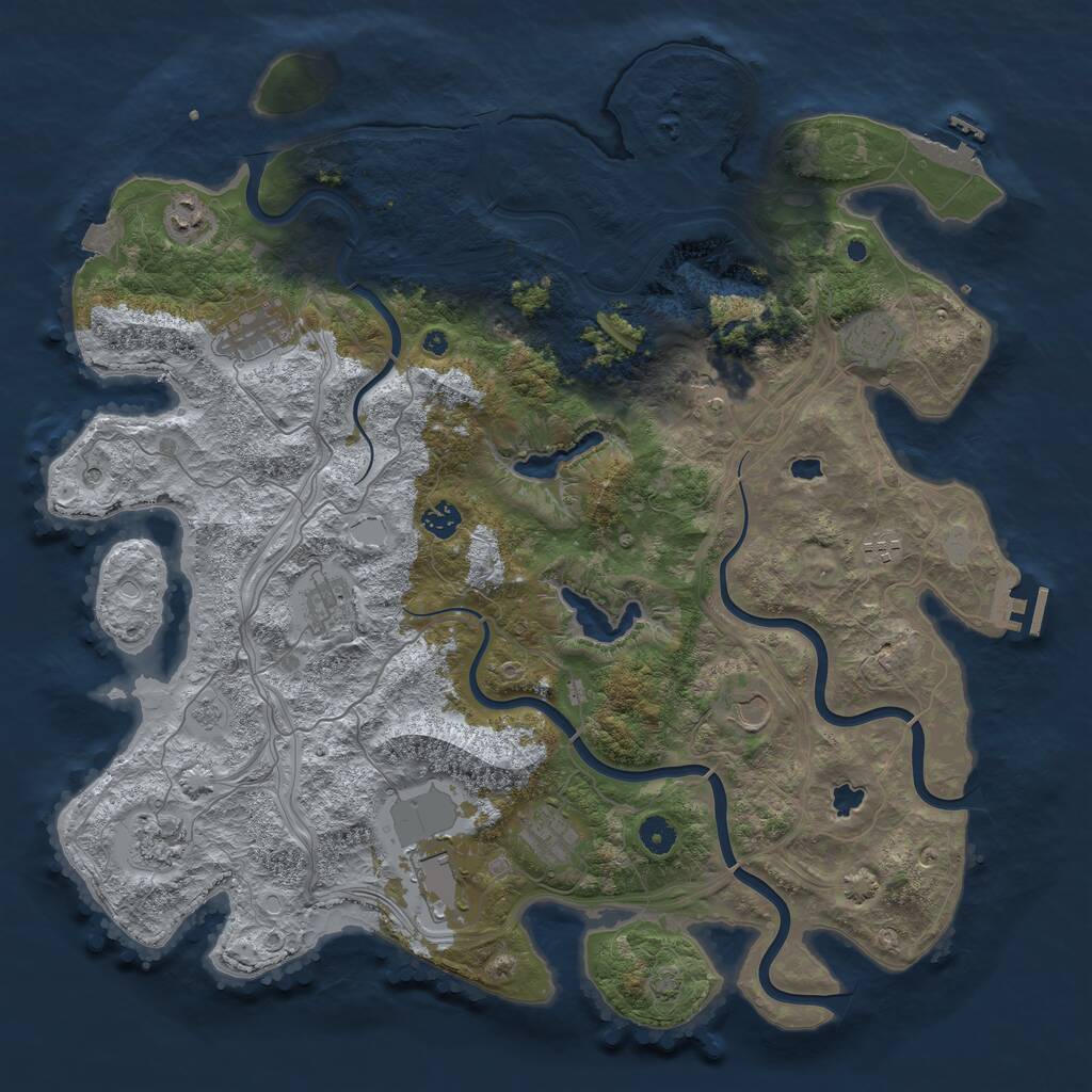 Rust Map: Procedural Map, Size: 4500, Seed: 100012, 17 Monuments