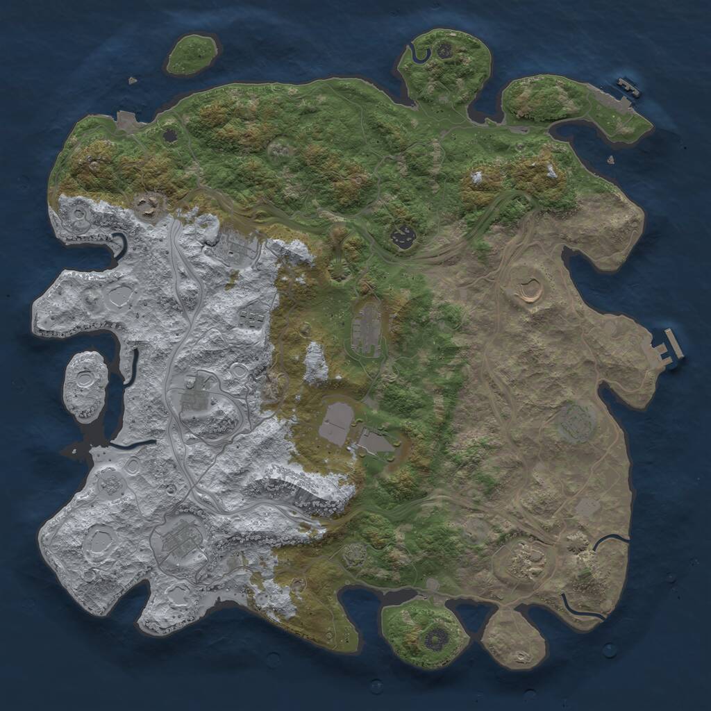 Rust Map: Procedural Map, Size: 4500, Seed: 100012, 17 Monuments