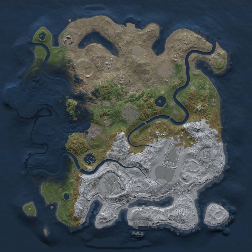 Rust Map: Procedural Map, Size: 3500, Seed: 59893709, 15 Monuments