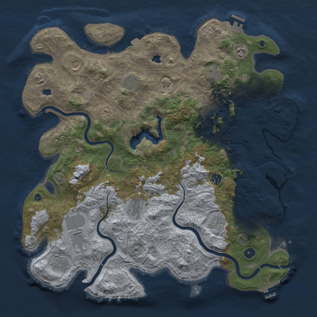 Rust Map: Procedural Map, Size: 4500, Seed: 100016, 17 Monuments
