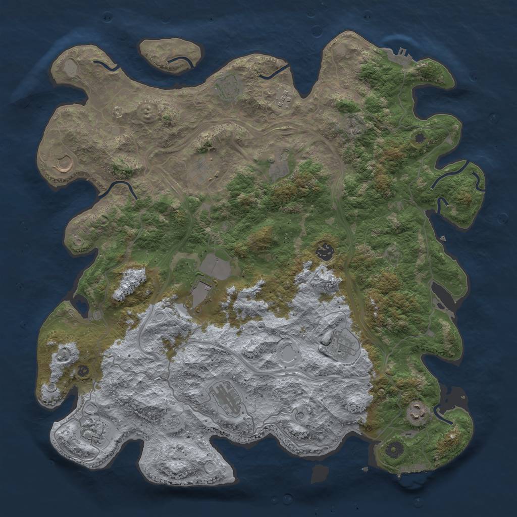 Rust Map: Procedural Map, Size: 4500, Seed: 100016, 18 Monuments