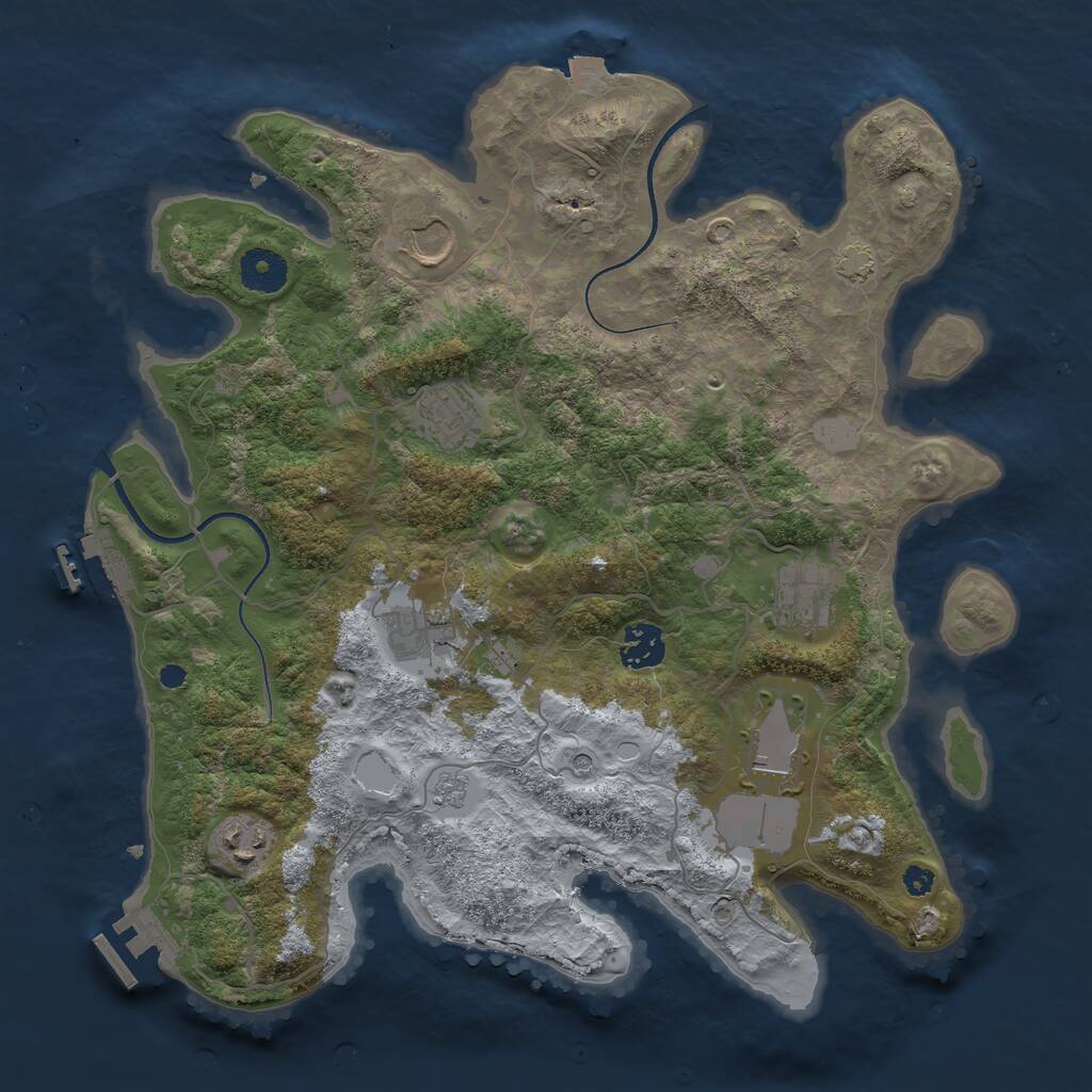 Rust Map: Procedural Map, Size: 3550, Seed: 779123, 13 Monuments