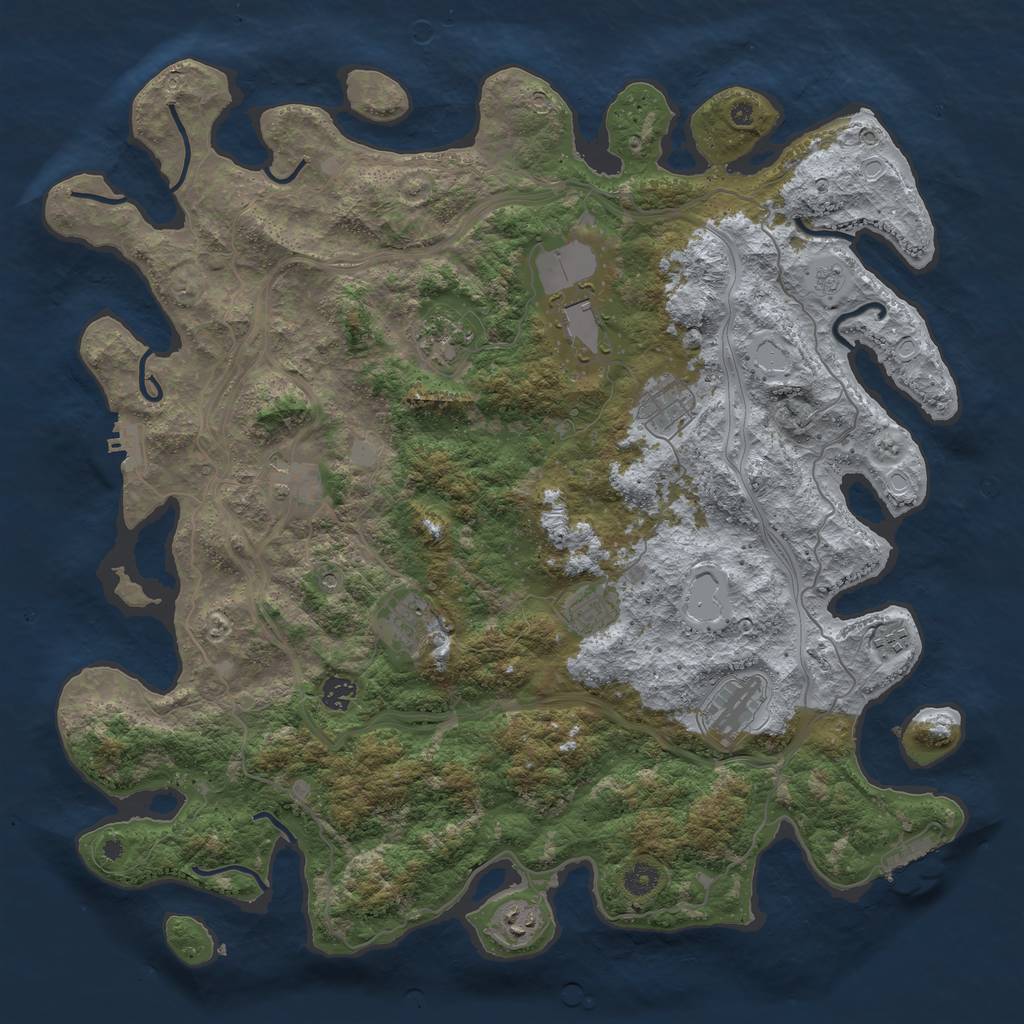 Rust Map: Procedural Map, Size: 4500, Seed: 100014, 17 Monuments