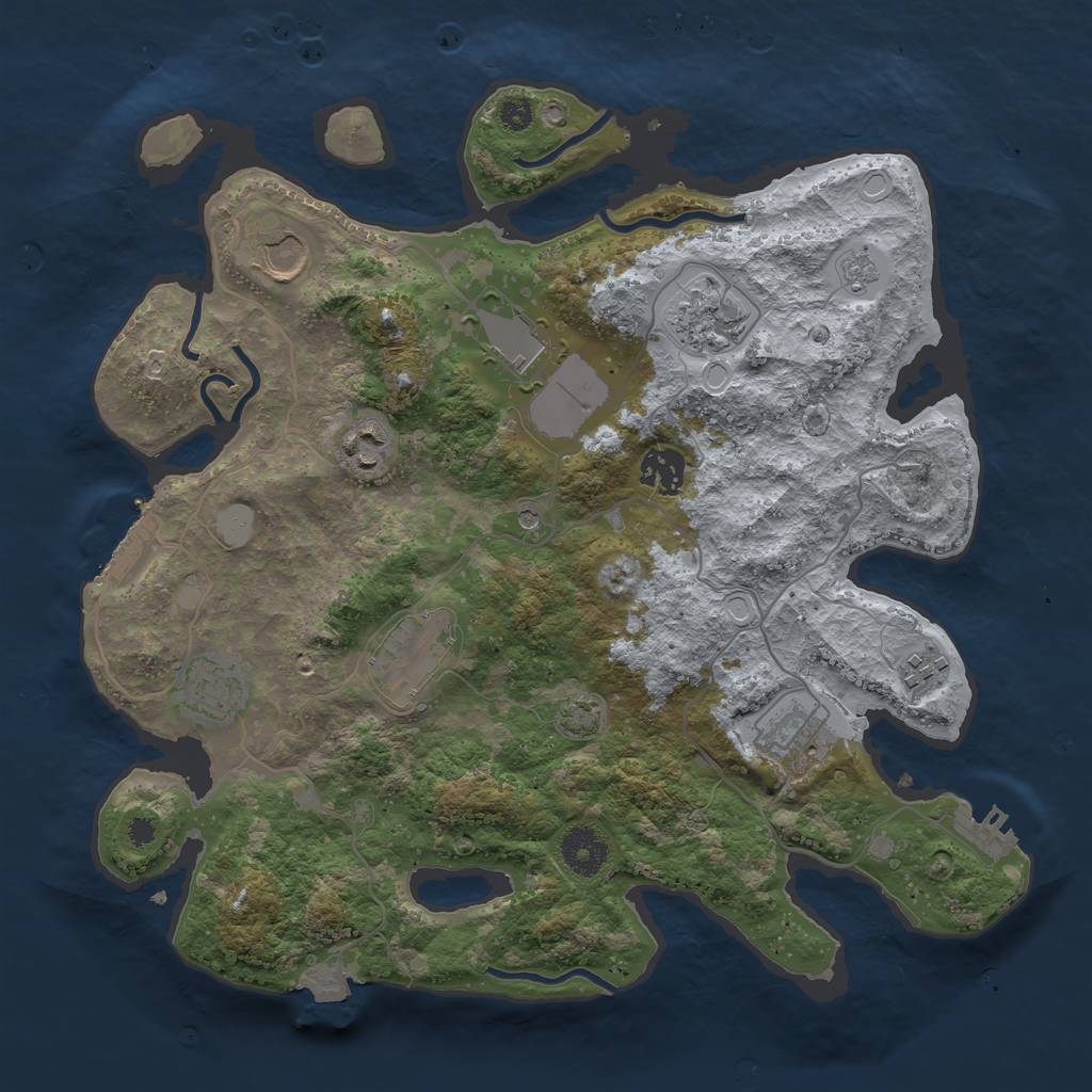 Rust Map: Procedural Map, Size: 3500, Seed: 1216540, 17 Monuments