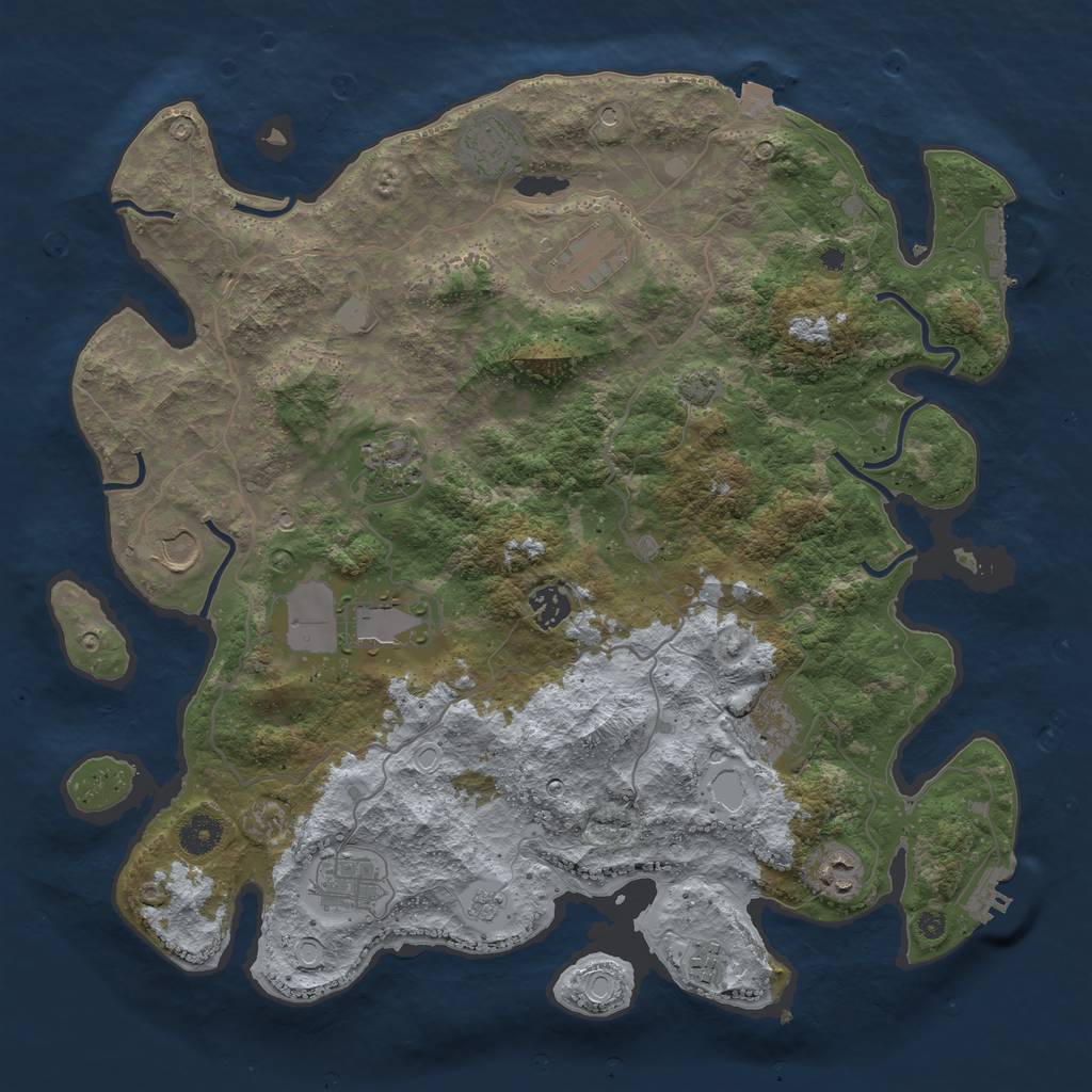 Rust Map: Procedural Map, Size: 4000, Seed: 1935, 18 Monuments