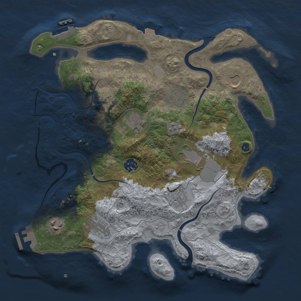 Rust Map: Procedural Map, Size: 3500, Seed: 53219, 15 Monuments