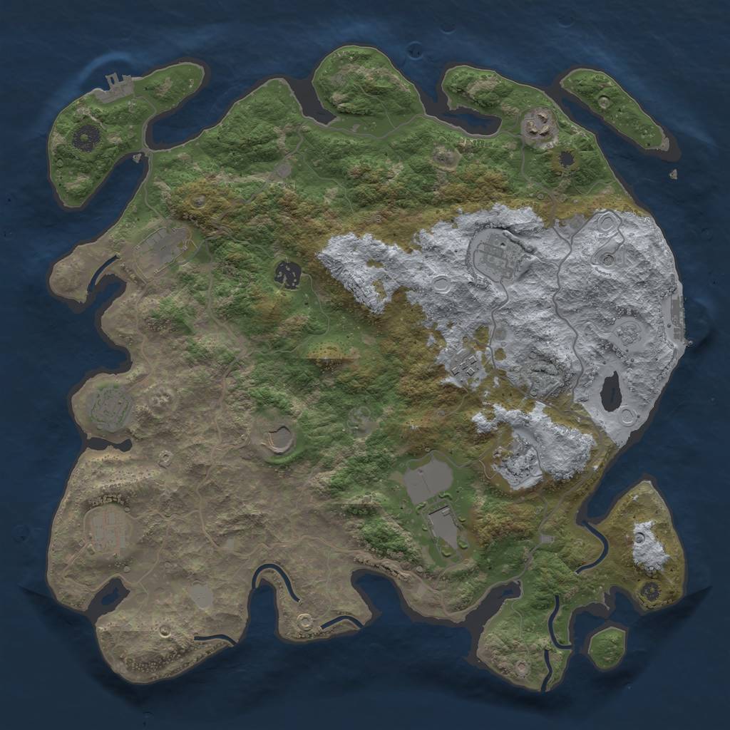 Rust Map: Procedural Map, Size: 4000, Seed: 322521, 17 Monuments
