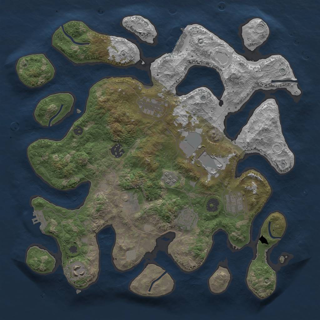 Rust Map: Procedural Map, Size: 3550, Seed: 827045, 15 Monuments